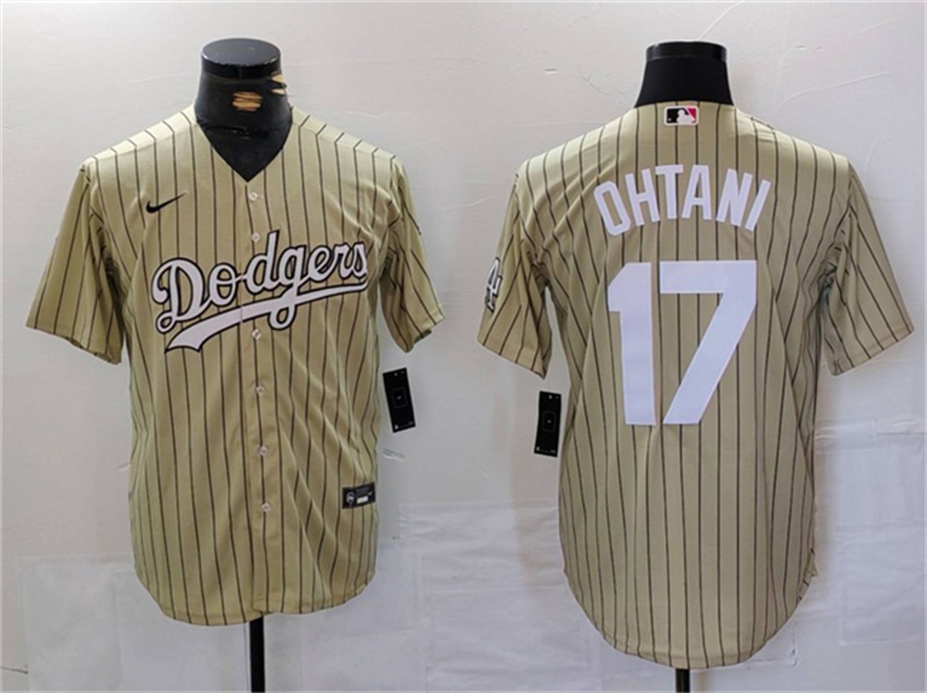 Men's Cream Los Angeles Dodgers #17 Shohei Ohtani Cool Base Stitched Jersey
